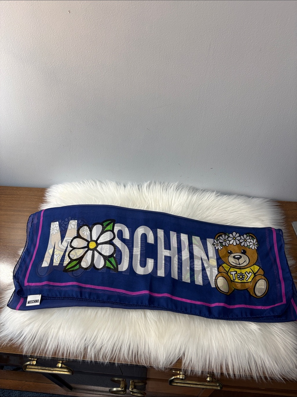 MOSCHINO Silk Signature Scarf.
